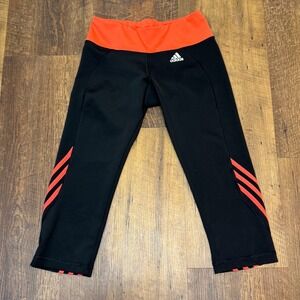 Adidas Climalite Athletic Capri Leggings Women's Medium Black Coral Workout Yoga